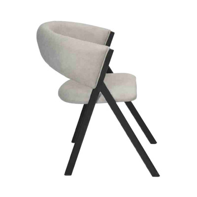 Chaise de salle à manger gris clair, designer, rembourrée, structure en métal, une place