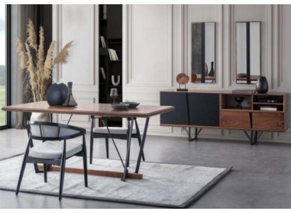 Coin repas Salle à manger Table à manger Ensemble de 2 pièces Buffet Table de salle à manger Marron Bois