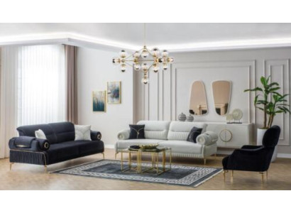 Canapé ensemble canapé trois places canapé fauteuil moelleux canapé canapé en tissu bleu 3 pièces