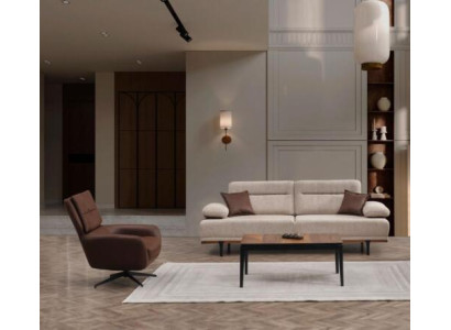 Ensemble de canapé canapé en tissu canapé trois places fauteuil canapé beige 2 pièces sofa rembourré