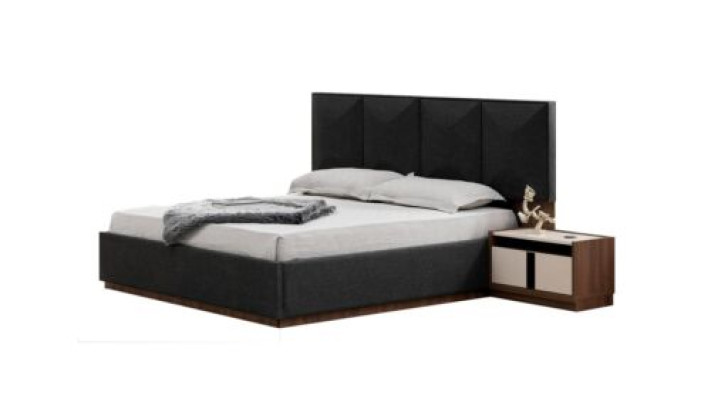 Lit double Suite Lit Tables de chevet Gris 3 pièces Ensemble de chambre en bois