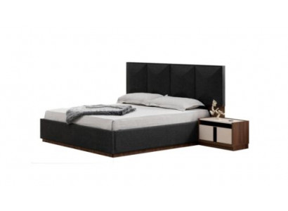 Lit double Suite Lit Tables de chevet Gris 3 pièces Ensemble de chambre en bois