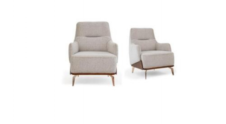 Fauteuil Fauteuil à aile Fauteuil en tissu Siège en tissu Beige Siège individuel Salon