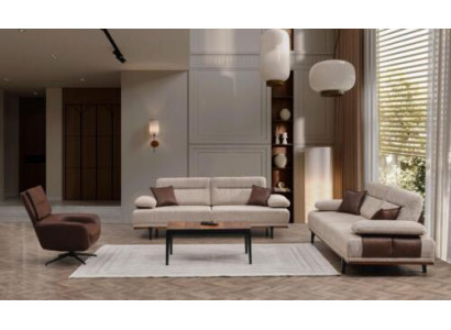 Complet canapé en tissu trois places fauteuil beige canapé 3 pièces ensemble de canapés rembourrés