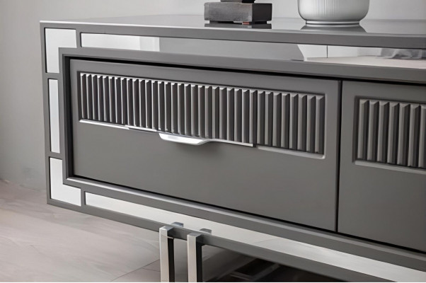 Unité murale, support TV, table basse de barrière, meuble TV, buffet bas gris ensemble 3 pièces