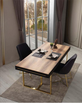 Mobilier de salle à manger Table à manger Marron Buffet 2 pièces Table de salle à manger Bois Table