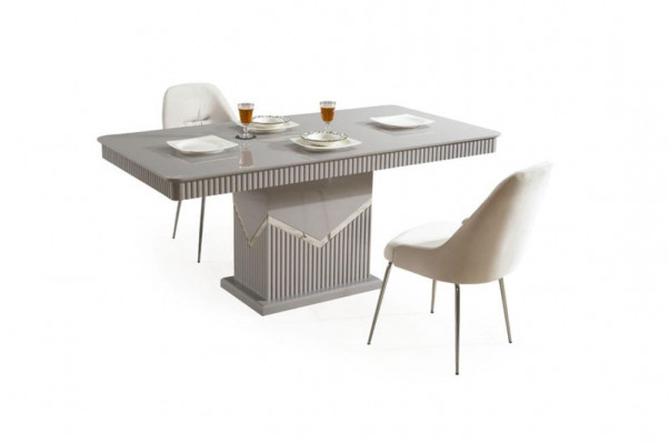 Ensemble de salle à manger moderne gris   4 chaises Miroir Buffet Étagère 9 pièces