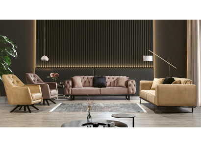 Ensemble de canapé Chesterfield 3+3+1+1 Siège Canapé Rembourrage Mobilier Suite