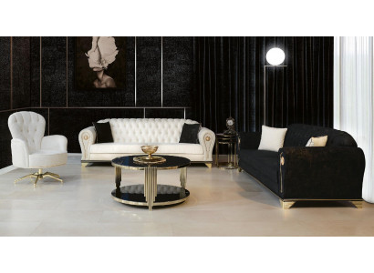 Ensemble de canapé-lit de luxe Chesterfield 3+3+1 Canapé Canapé Fauteuils Rembourrage Meubles Ensemble