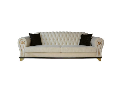 Canapé design 3 places blanc Housse de canapé en tissu Chesterfield Trois places