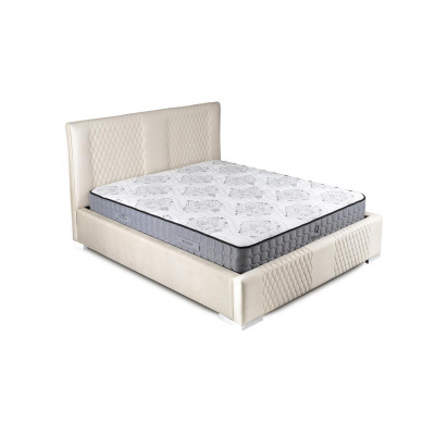 Lit beige Lit double Lit Moderne Lit de luxe Tissu d'ameublement Chambre à coucher Moderne Nouveau