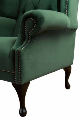 Fauteuil à accoudoirs de fauteuil vert design Canapé en tissu Chesterfield Salon