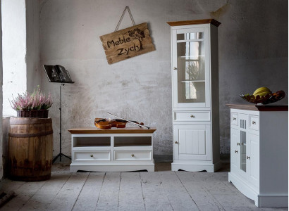 Unité murale vitrine de maison de campagne meubles design 3 pièces. Ensemble de commode meuble TV buffet bois