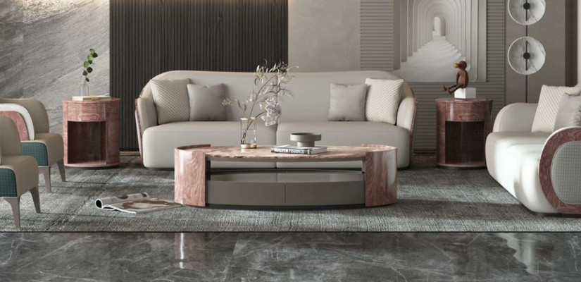 Table de salon de luxe, table basse design, table d'appoint pour café, table ronde pour salon