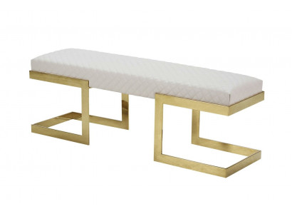 Banc en cuir chambre blanche acier inoxydable moderne luxe tabouret repose-pieds