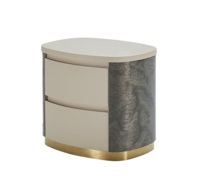 Table de chevet de luxe Beige Chambre nouvelle Tables d'appoint rondes Design Meubles Or
