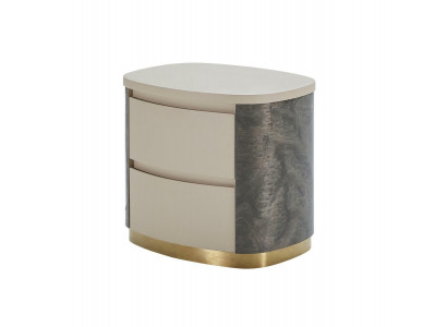 Table de chevet de luxe Beige Chambre nouvelle Tables d'appoint rondes Design Meubles Or