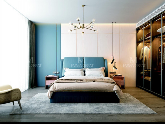 Chambre de luxe Lit Rembourrage Design Lit Double de Luxe Lits d'hôtel Mobilier d'hôtel nouveau