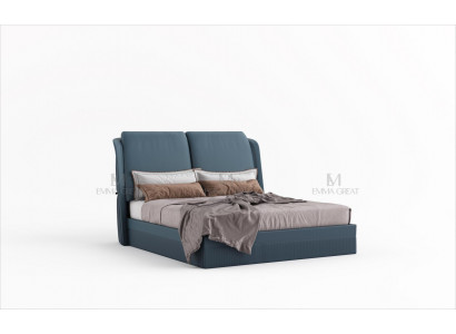 Design de lit de chambre de luxe Lits rembourrés Mobilier de lit Sommeil Hôtel Bleu Double nouveau
