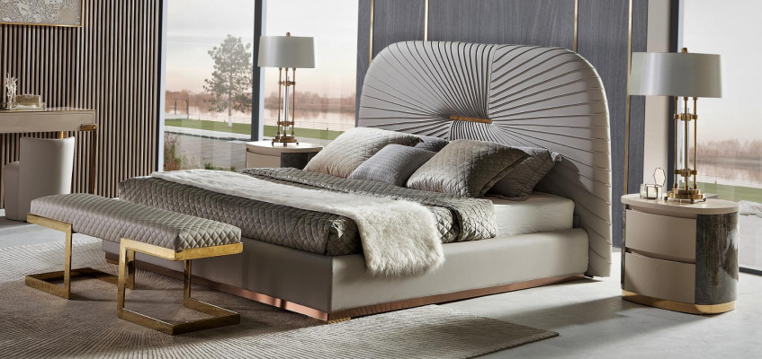 Designer lit chambre lits textile hôtel luxe rembourrage siège tissu Italie