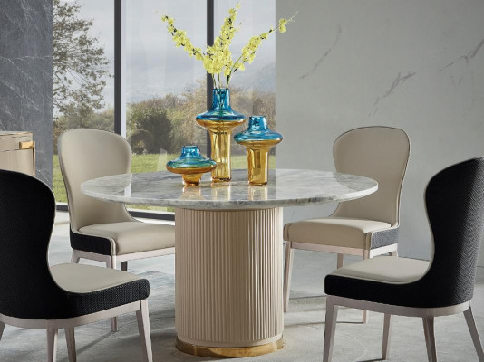 Table de salle à manger ronde Table ronde Salon Cuisine 135cm Tables rondes en marbre de luxe nouveaux