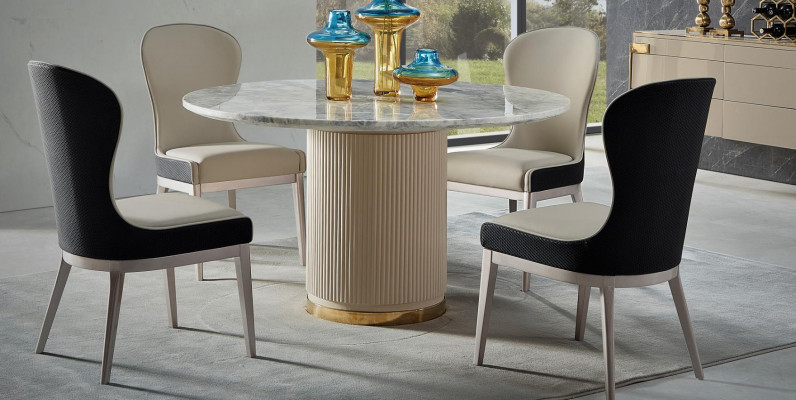 Table de salle à manger ronde Table ronde Salon Cuisine 135cm Tables rondes en marbre de luxe nouveaux