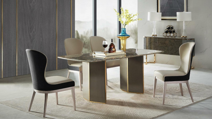 Table à manger Table en marbre Salle à manger Tables Table Design Bois acier inoxydable de luxe