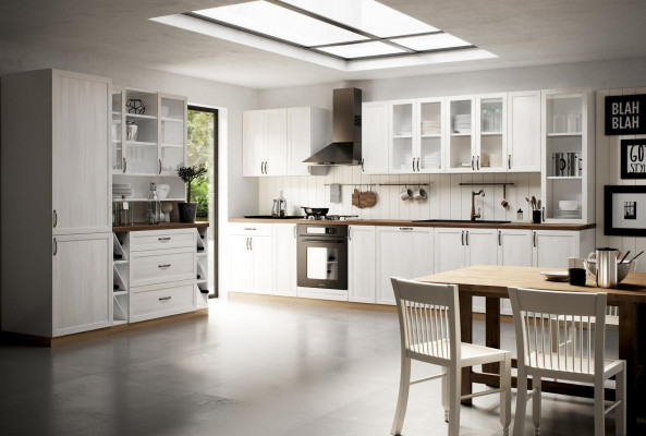 Ligne de cuisine classique Armoire de cuisine Armoire haute Ligne de meubles de maison de campagne Cuisine nouvelle