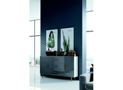 Commode Armoire de salon 140cm XL Buffets bas Modernes Bois Commode Bahut