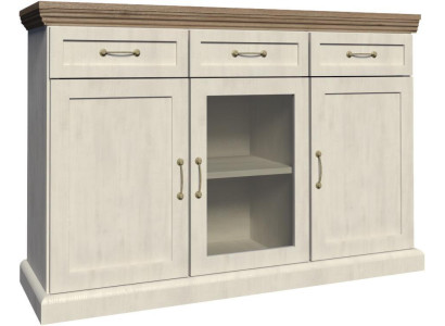 Commode avec tiroirs portes battantes commode buffet vitrine en verre poignées en métal