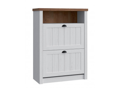 Armoire à chaussures 2 compartiments blanc - porte-chaussures, support à chaussures, étagères de couloir de style campagnard