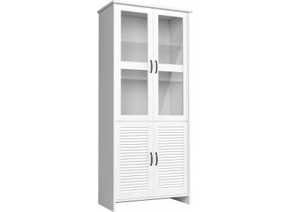 Armoire vitrine en bois et verre Armoires vitrées Armoires blanches Armoires hautes Armoire vitrine de style campagnard