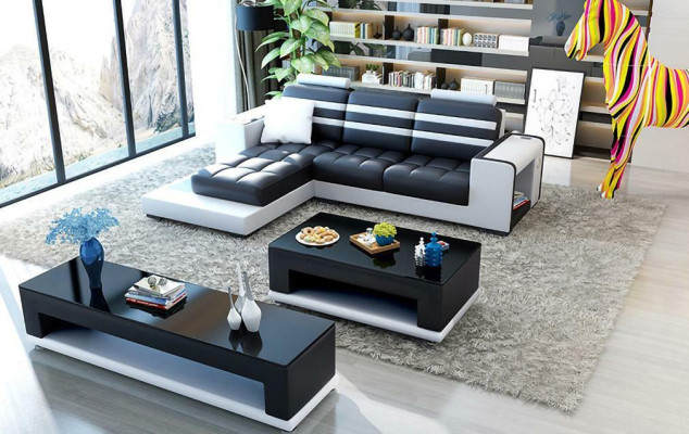 Canapé d'angle Ensemble de rembourrage Suite de vie Paysage en forme de L Canapé design Canapé d'angle de luxe