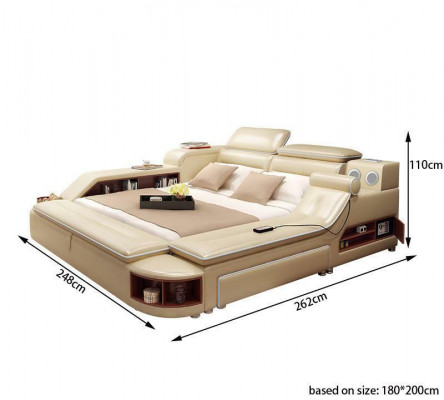 Lits en cuir Rembourrage des lits Double multifonction 180x200 Cadre de lit en cuir