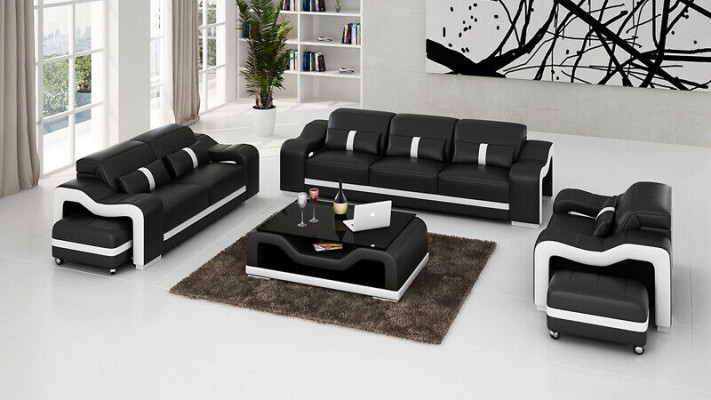 Ensemble de canapé moderne 3+2 places Canapé canapé Tissu Suite Canapés Cuir