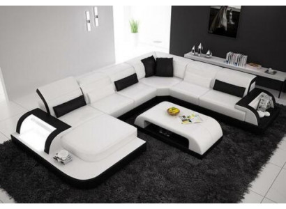 Paysage vivant Canapé d'angle de classe de luxe supplémentaire - canapé d'angle en cuir