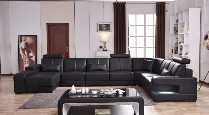 XXL GRANDE Paysage de vie en forme de U Grand canapé Sofa Canapé Rembourrage Décoration Suite
