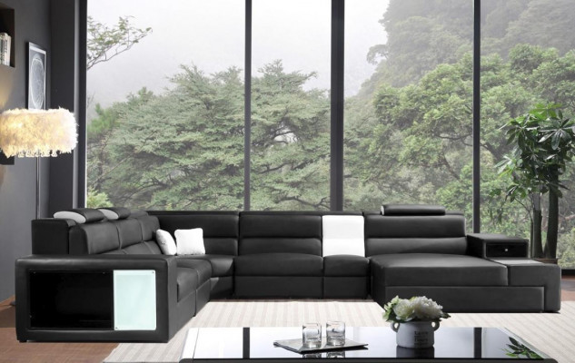 Canapé d'angle Canapé en cuir Grand canapé en U xxl Paysage vivant Canapé Décoratif Ensemble de canapés