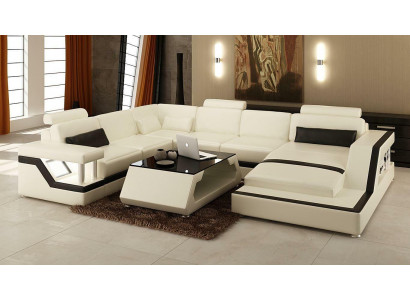 Salon éclairé Canapé d'angle Rembourrage Ensemble de sièges d'angle Canapés en cuir