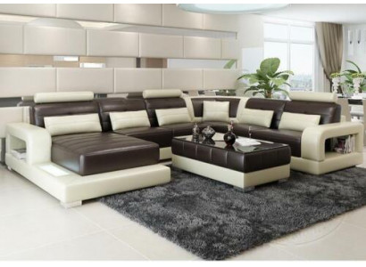 Canapé en cuir marron Canapé d'angle Canapé Canapé Design Siège Rembourrage Suite