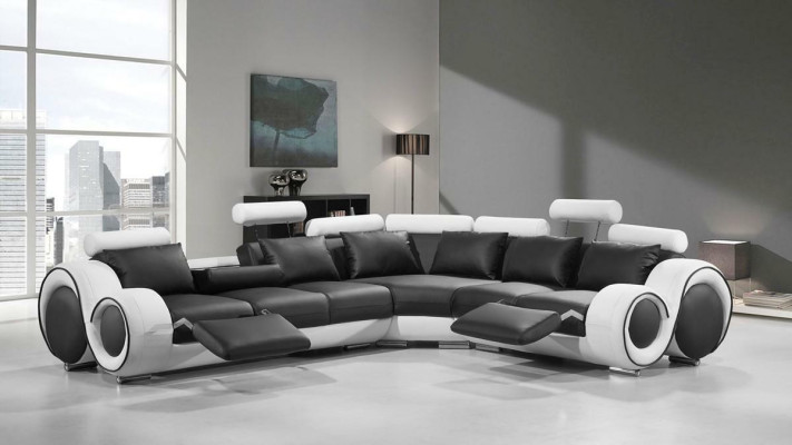 Canapé design Suite Salon paysage Canapé Canapé d'angle Cuir Textile Rembourrage