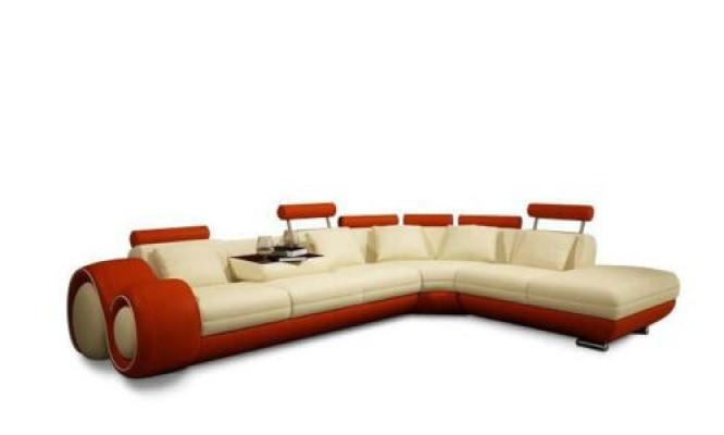 Canapé d'angle Canapé Sofa Rembourrage paysage vivant Canapé en cuir Suite en cuir Forme en L