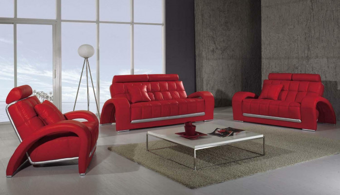 Canapé en cuir Ensemble de canapés Living Landscape 3 + 2 places Design Canapé moderne En cuir