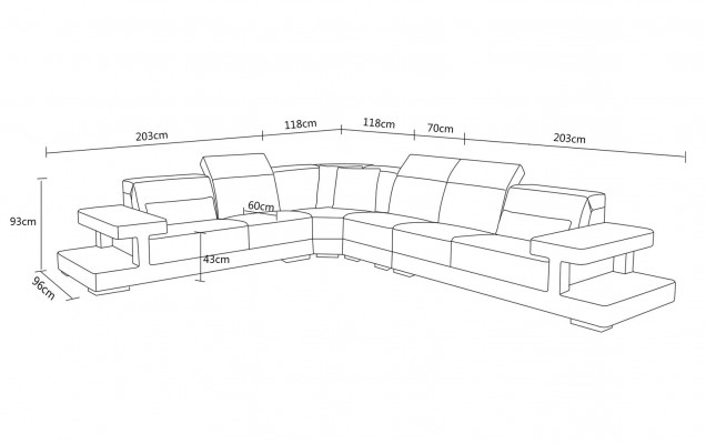 Canapé en cuir Canapé en L en cuir Salon paysage décor Canapé d'angle Suite Design Moderne