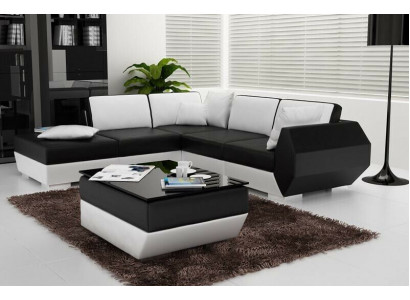 Canapé d'angle Canapé en cuir Rembourrage Paysage vivant Canapé Sofa Suite d'angle Forme en L