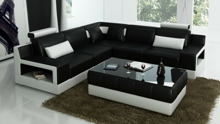 Ensemble de canapé de designer avec pouf Coin canapé avec tabouret Paysage vivant Rembourrage