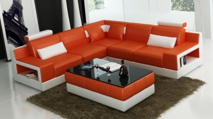 Ensemble de canapé de designer avec pouf Coin canapé avec tabouret Paysage vivant Rembourrage
