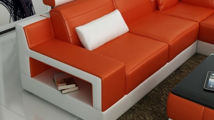 Ensemble de canapé de designer avec pouf Coin canapé avec tabouret Paysage vivant Rembourrage