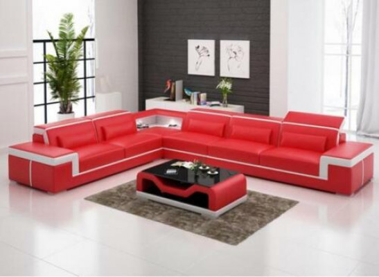 Canapé design Canapé Canapé d'angle Cuir Textile Suite Paysage de vie Rembourrage