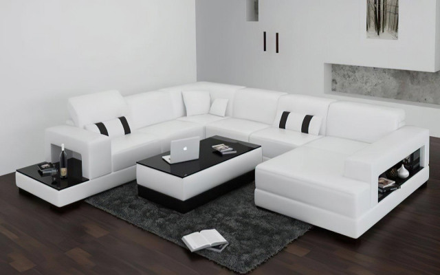 Canapé d'angle Sofa Canapé Rembourrage Déco Paysage de vie Canapés d'angle en cuir Suite